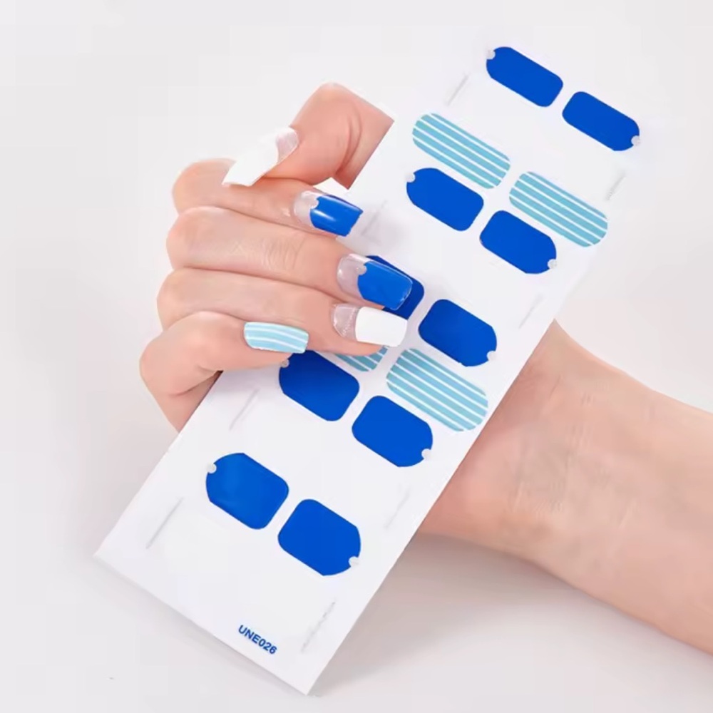 Blue and White Nail Wraps, 1 Pack , 22 Stickers